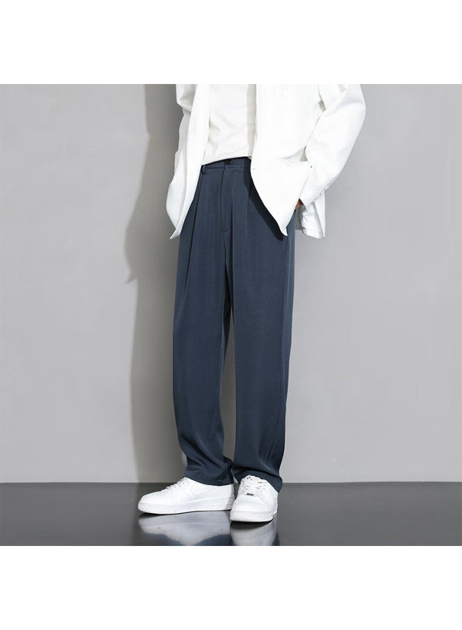 Foss Phil Casual Pants For Men, Spring And Summer Loose Straight-leg Trousers, Draping Wide-leg Pants, Sports Dress Pants, Dark Gray, XL - Image 2