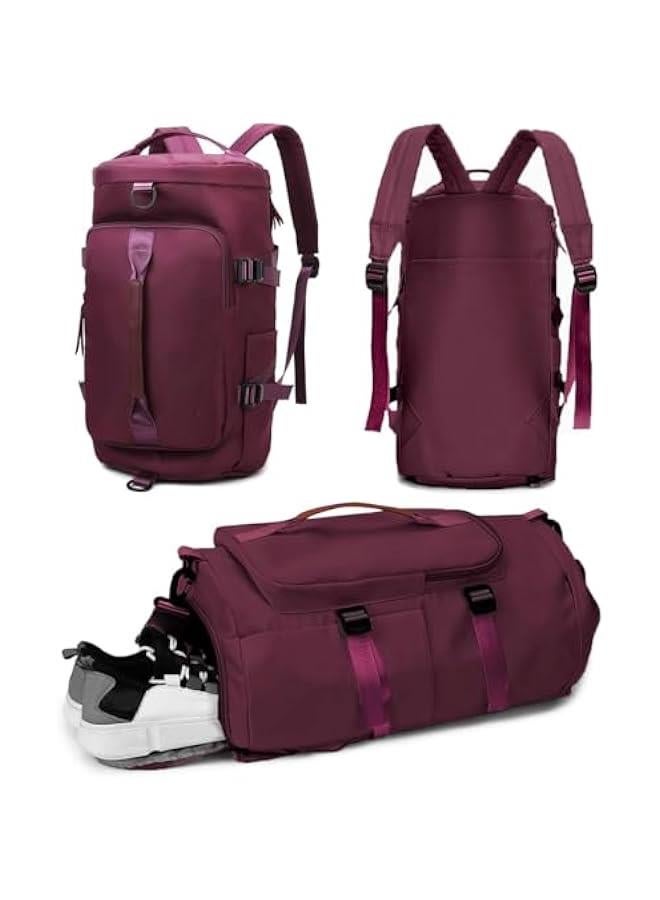 HOOKOR Large Capacity Sports Gym Bag,3-in-1 Sports Bag with Shoes Compartment & Wet Pocket, Waterproof Shoulder Weekender Bag for Women and Men Swim Sports Travel Duffel Bag (Purple)  - Image 1