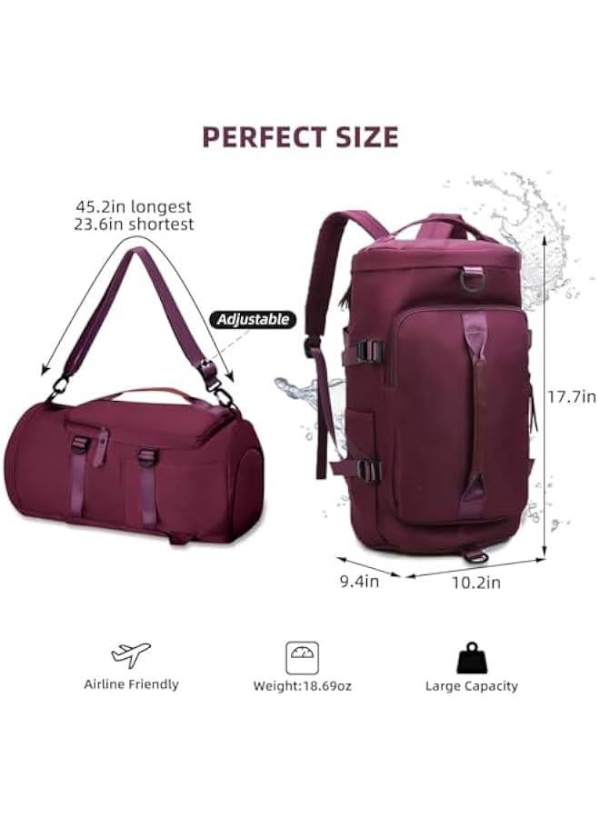 HOOKOR Large Capacity Sports Gym Bag,3-in-1 Sports Bag with Shoes Compartment & Wet Pocket, Waterproof Shoulder Weekender Bag for Women and Men Swim Sports Travel Duffel Bag (Purple)  - Image 2