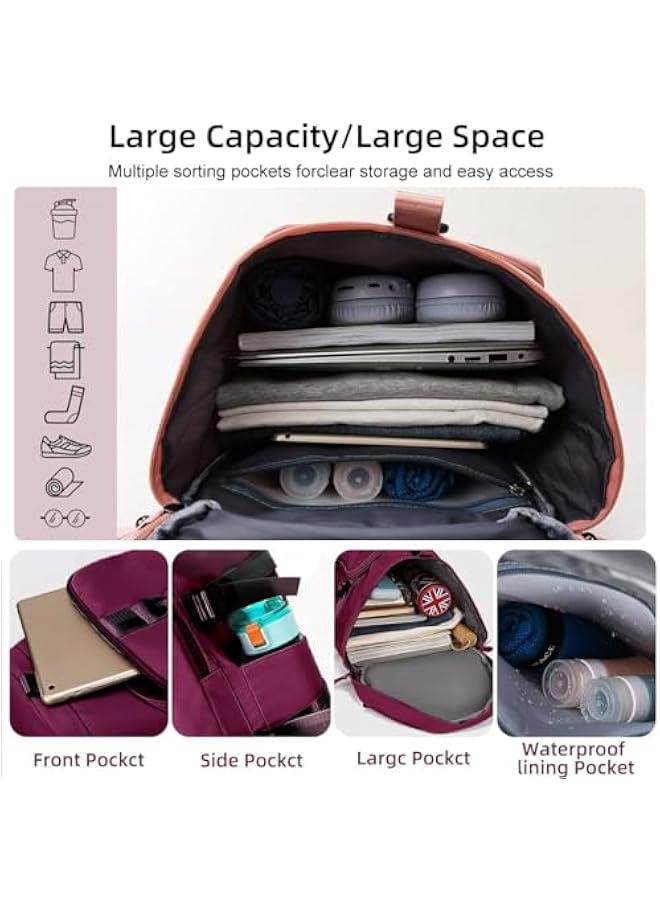 HOOKOR Large Capacity Sports Gym Bag,3-in-1 Sports Bag with Shoes Compartment & Wet Pocket, Waterproof Shoulder Weekender Bag for Women and Men Swim Sports Travel Duffel Bag (Purple)  - Image 3