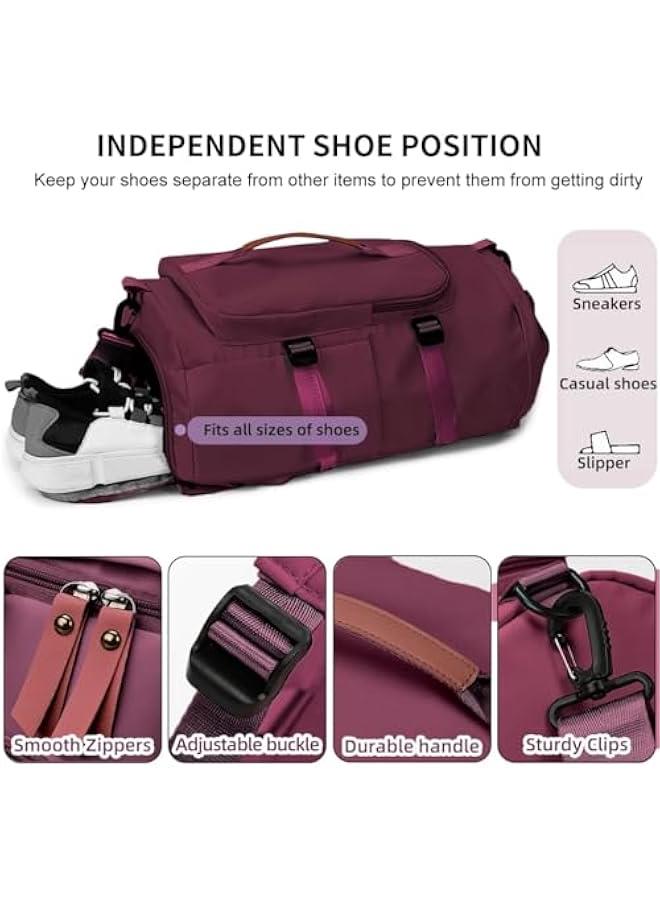 HOOKOR Large Capacity Sports Gym Bag,3-in-1 Sports Bag with Shoes Compartment & Wet Pocket, Waterproof Shoulder Weekender Bag for Women and Men Swim Sports Travel Duffel Bag (Purple)  - Image 4