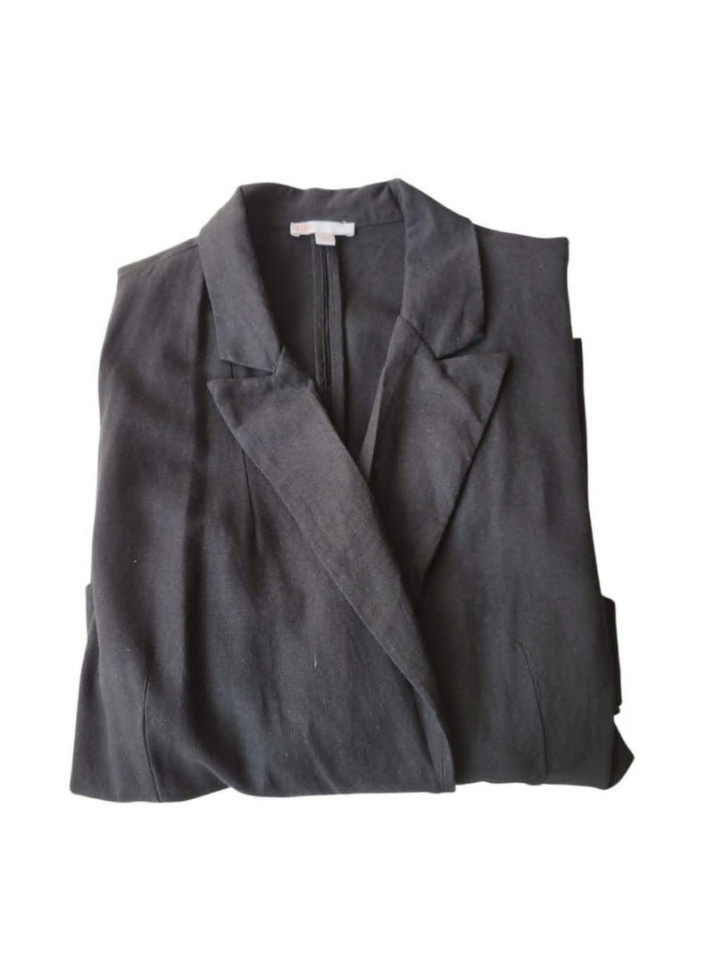 GB Linen women blazer with two buttons in black trendy color - Image 2