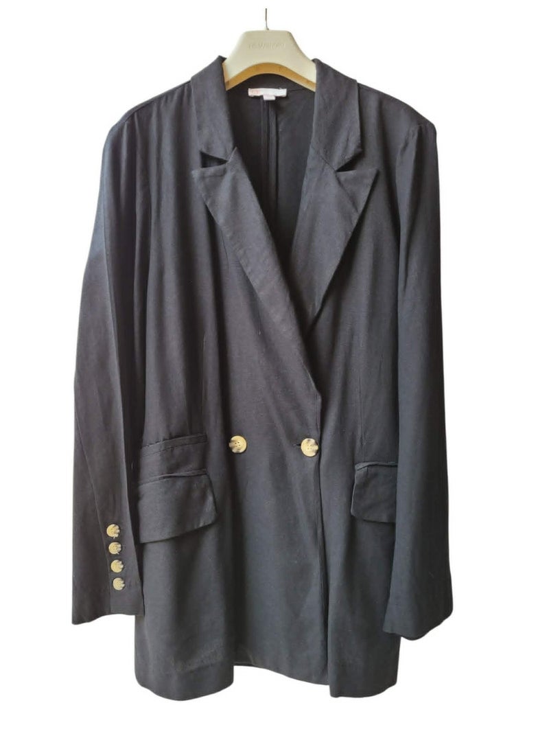 GB Linen women blazer with two buttons in black trendy color - Image 1