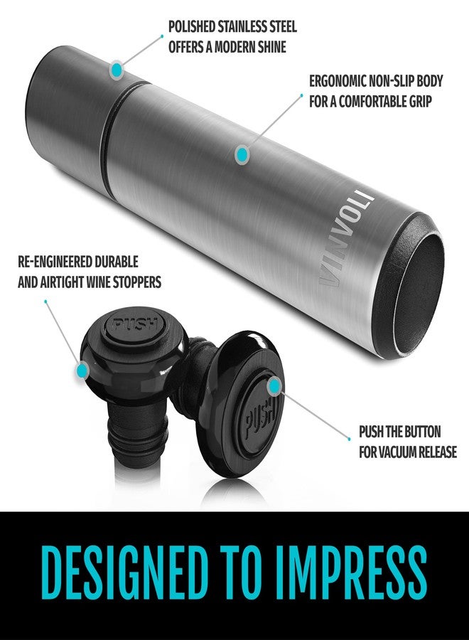 VINVOLI Wine Preserver Set - Deluxe 2025 Wine Vacuum Pump with 2 Reusable Wine Stoppers - Wine Sealer and Wine Saver to Keep Wine Fresh Longer - Professional Quality for Wine Lovers and Sommeliers - Image 4