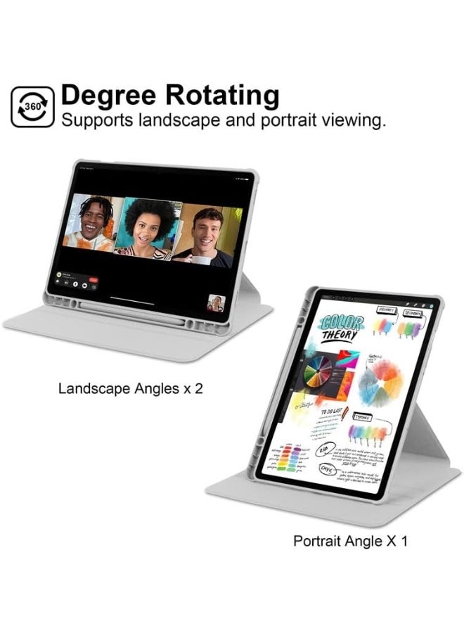 VKL Case for Samsung Galaxy Tab S10 Lite 10.9 inch 2025 Tablet Leather Case with Auto Wake/Sleep, 360° Rotating Stand Acrylic Clear Back Cover Built-in Pencil Holder (Grey) - Image 3