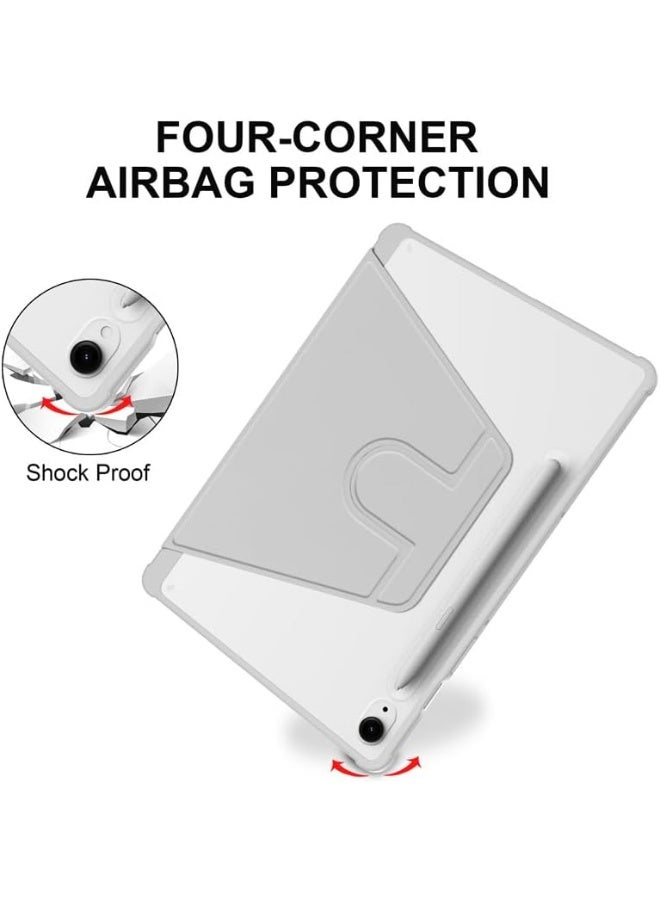 VKL Case for Samsung Galaxy Tab S10 Lite 10.9 inch 2025 Tablet Leather Case with Auto Wake/Sleep, 360° Rotating Stand Acrylic Clear Back Cover Built-in Pencil Holder (Grey) - Image 5