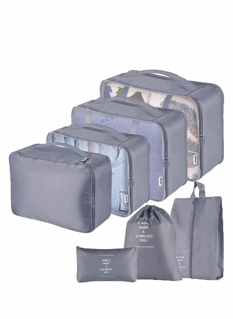 Excefore 7Pcs SET Travel Luggage Organizer Packing Cubes Set Storage Bag Waterproof Laundry Bag Traveling Accessories  - Image 1