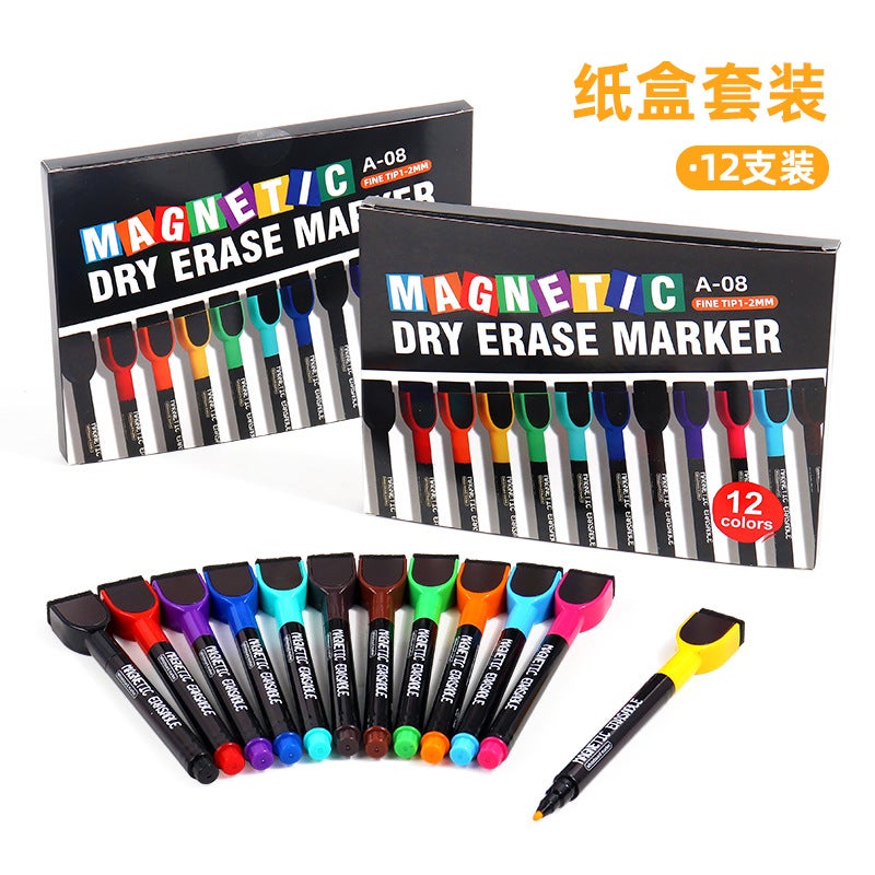 A-08 Magnetic Whiteboard Pen Set – 12 Color Erasable Marking Pens for Teachers and Children - Image 4