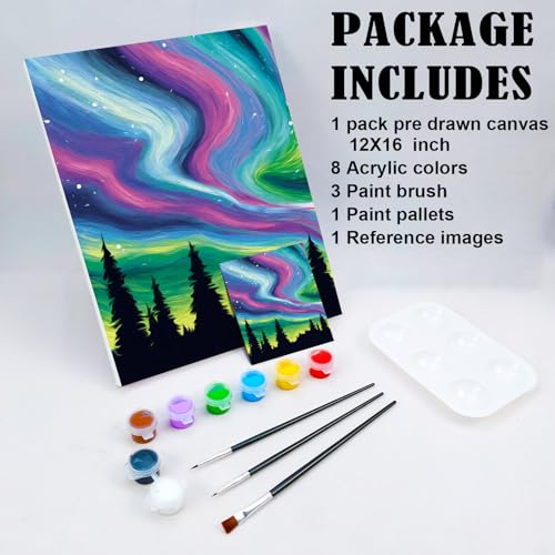 Nuberlic Pre Drawn Canvas Paint Kit, Adult Sip and Paint Party Favor DIY Date Night Activity, 8X10 Canvas to Paint Birthday Party Gift Star Night - Image 5