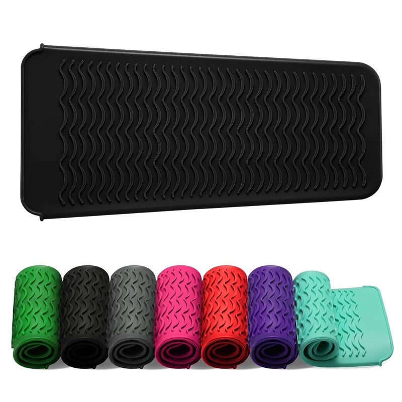 ZAXOP Resistant Silicone Mat Pouch for Flat Iron Curling IronHot Hair Tools Black
