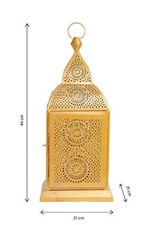 Hilalful HilalFul Handmade Chakra Medium Golden Decorative Candle Holder Lantern | For Home Decor in Eid, Ramadan, Wedding | Living Room, Bedroom, Indoor, Outdoor Decoration | Islamic Themed | Moroccan  - Image 2