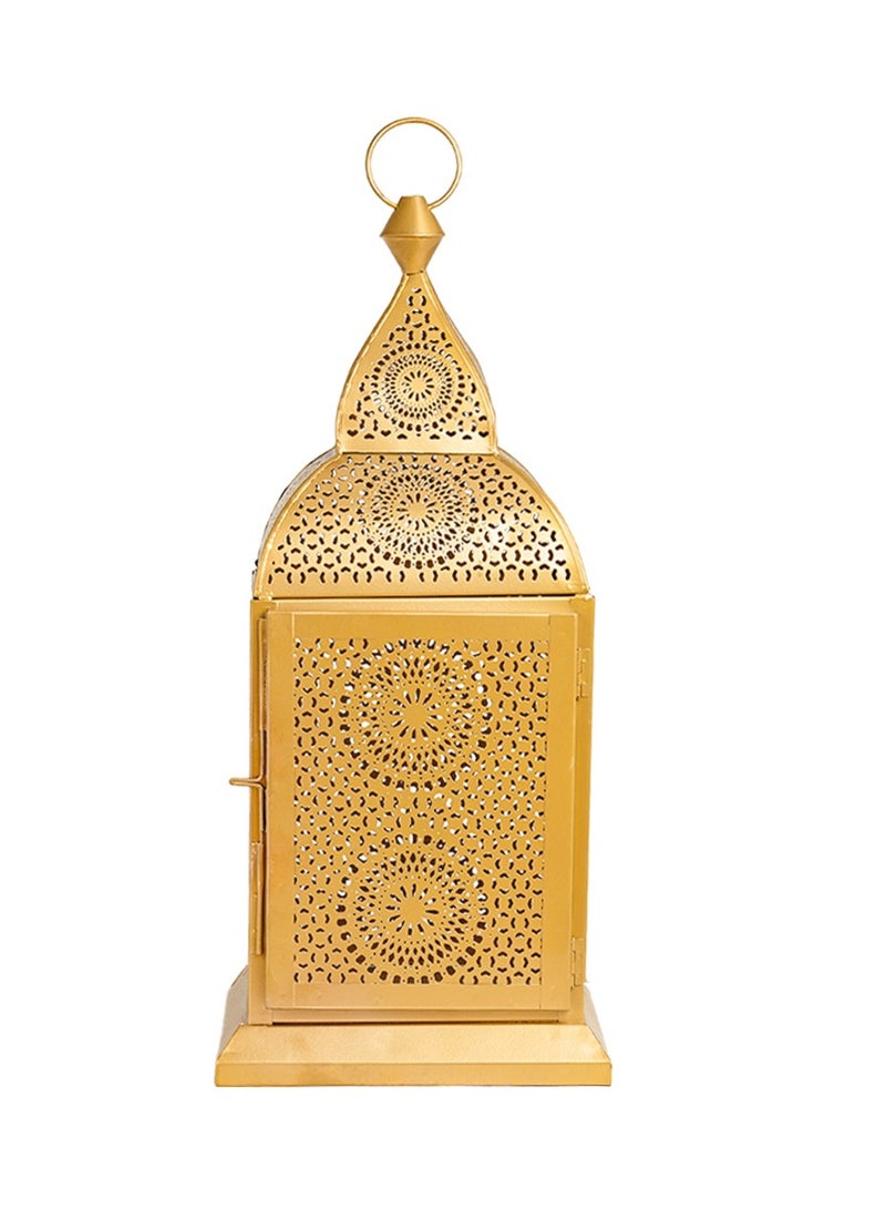 Hilalful HilalFul Handmade Chakra Medium Golden Decorative Candle Holder Lantern | For Home Decor in Eid, Ramadan, Wedding | Living Room, Bedroom, Indoor, Outdoor Decoration | Islamic Themed | Moroccan  - Image 1