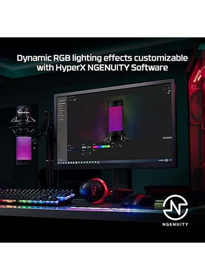 HYPERX QuadCast S – RGB USB Condenser Microphone, For PC/PS5/PS4 and Mac, Anti-Vibration Shock Mount, Four Polar Patterns, Pop Filter, Stunning RGB Microphone for Streamers and Content Creators, 4P5P7AA - Image 2