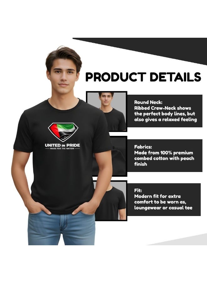 PRINTSHOP4ME UAE Pride Theme Men's T-Shirt | Cotton Fabric | Round Neck | Short Sleeve | Regular Fit | Casual Outfit | Event Wear | Ideal For Outdoor Travel Use - Image 4