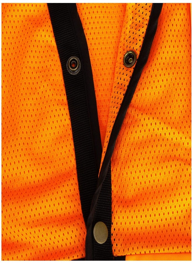 LOHASPRO Class 2 Reflective Safety Vest With Pockets - High Visibility Surveyor Vest for Men, Mesh Construction (Orange, Large) - Image 4