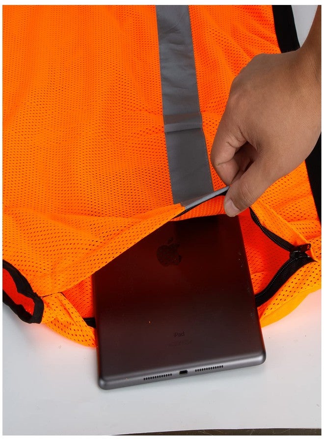 LOHASPRO Class 2 Reflective Safety Vest With Pockets - High Visibility Surveyor Vest for Men, Mesh Construction (Orange, Large) - Image 5
