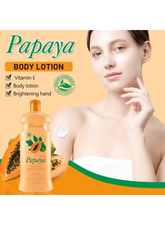 Disaar 600ml Papaya Whitening Hand and Body Lotion with papaya Extract Vitamin E Brightening Hydrating Deeply Nourishing Moisturizing Lotions Fast Absorption Smooth Skin Hand Foot Body Lotion - Image 2