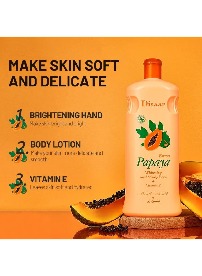 Disaar 600ml Papaya Whitening Hand and Body Lotion with papaya Extract Vitamin E Brightening Hydrating Deeply Nourishing Moisturizing Lotions Fast Absorption Smooth Skin Hand Foot Body Lotion - Image 3