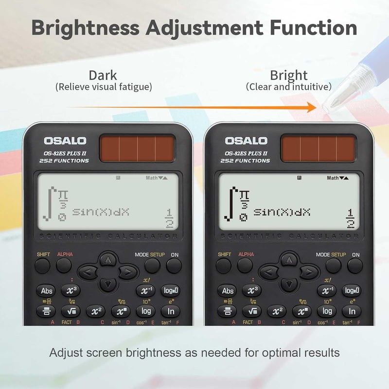 Scientific Calculator 252 Functions 2-line Display Solar Battery Powered for Secondary School (OS 82ES PLUS II) - Image 4