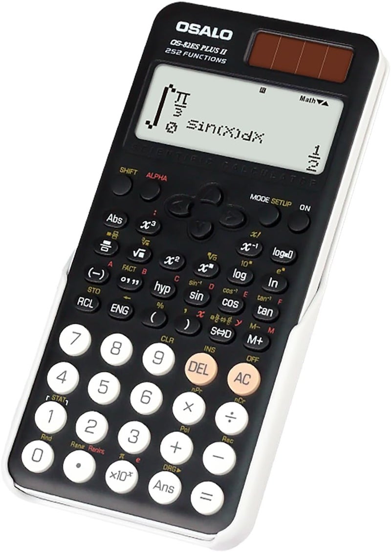 Scientific Calculator 252 Functions 2-line Display Solar Battery Powered for Secondary School (OS 82ES PLUS II) - Image 1