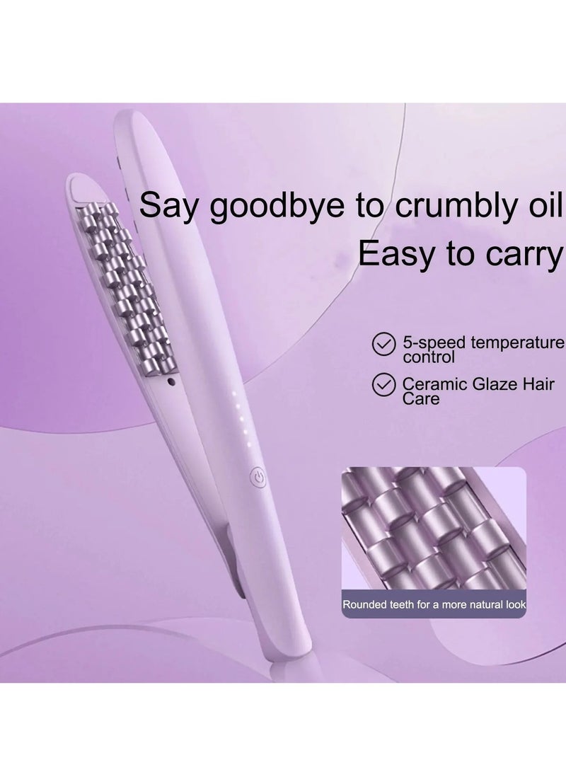 ارواق مكواة فرد الشعر المسطحة، مكواة تجعيد صغيرة خفيفة الوزن وقابلة للحمل، مكواة مسطحة سيراميك ذكية سريعة التسخين وإيقاف الطاقة لتصفيف الشعر، (قطعة واحدة، أرجواني) - Image 2