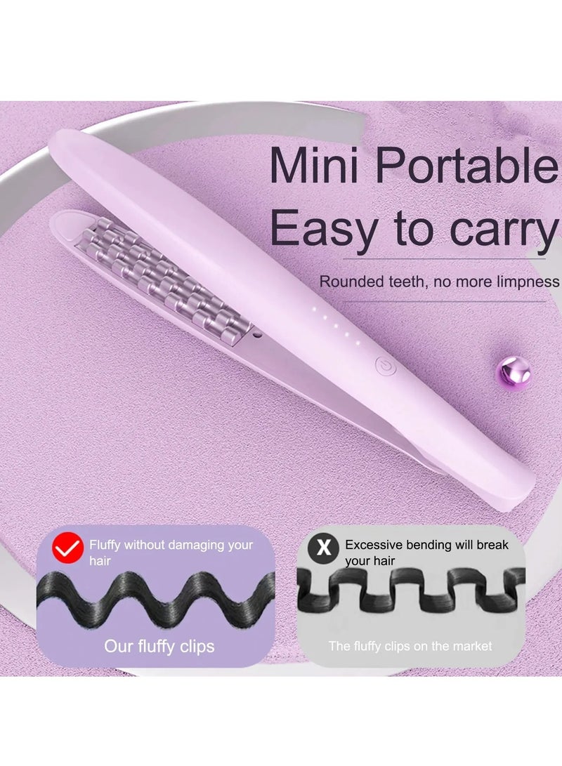 ارواق مكواة فرد الشعر المسطحة، مكواة تجعيد صغيرة خفيفة الوزن وقابلة للحمل، مكواة مسطحة سيراميك ذكية سريعة التسخين وإيقاف الطاقة لتصفيف الشعر، (قطعة واحدة، أرجواني) - Image 3