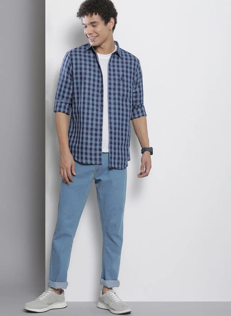 The Indian Garage Co  Men Regular Fit Checkered Full Sleeves Cutaway Collar Casual Shirt for Men | Best Price UAE