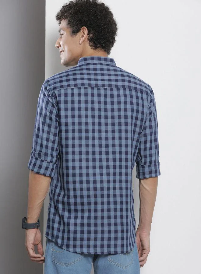 ذا انديان كراج كو Men Regular Fit Checkered Full Sleeves Cutaway Collar Casual Shirt