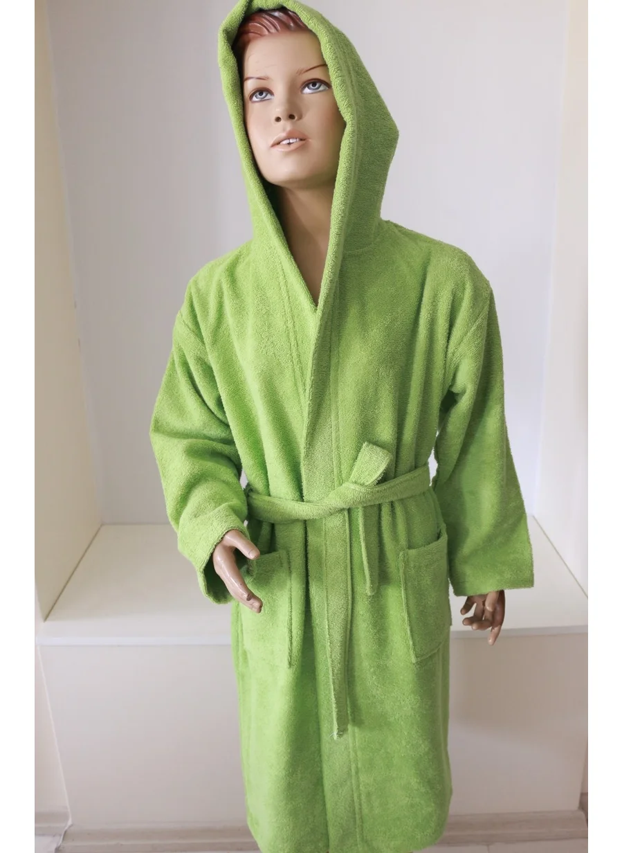 Ender Home Children's Bathrobe Teenager's Bathrobe Boucle Cotton Hooded Bathrobe