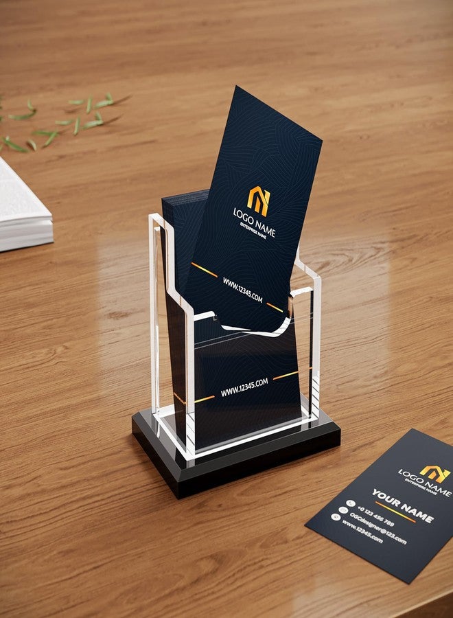 PARTSPOWER Acrylic Business Card Holder for Desk, Vertical Clear Business Name Card Display, Solid Black Acrylic Base, Desktop Accessory Business Name Card Organizers (1-Slot) - Image 5