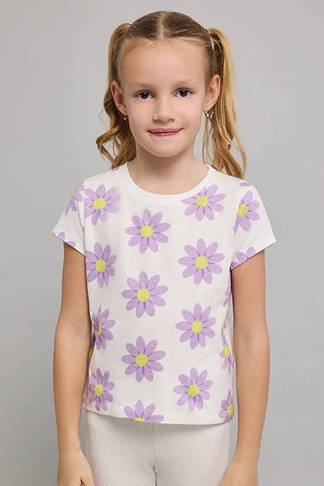 أر أند بي Printed T-Shirt with Crew Neck and Short Sleeves