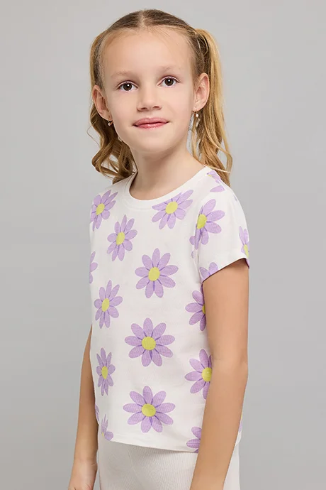 أر أند بي Printed T-Shirt with Crew Neck and Short Sleeves