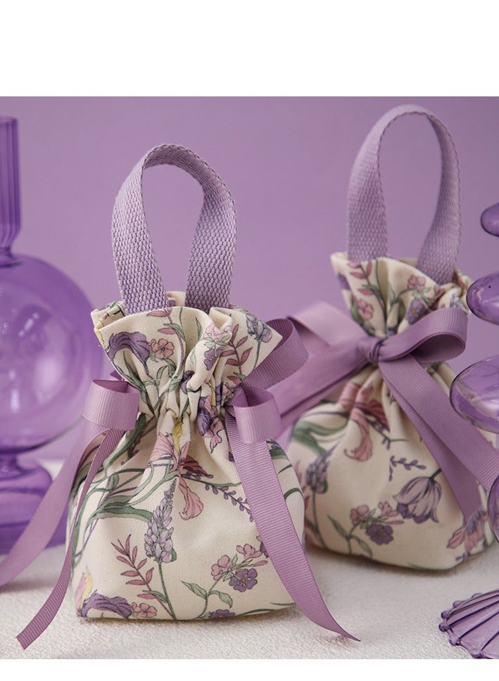 5 قطع من أكياس القماش الزهرية برباط، حاويات تنظيم المجوهرات القطنية للخرز، والحرف اليدوية، والأقراط، والخواتم، والقلائد، والأساور، وتخزين الأشياء الصغيرة، وأكياس تغليف الهدايا، وهدايا الحفلات، وتذكارات الزفاف