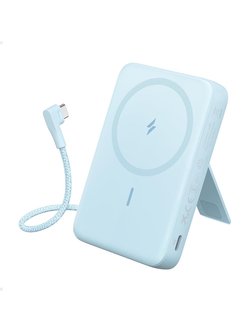 ANKER Zolo Magnetic Power Bank, 10,000mAh Wireless Portable Charger with 30W Max Fast Charging, Battery Pack with Built-in USB-C Cable and Adjustable Stand, for iPhone 16/15 Series, AirPods, and More - Image 1