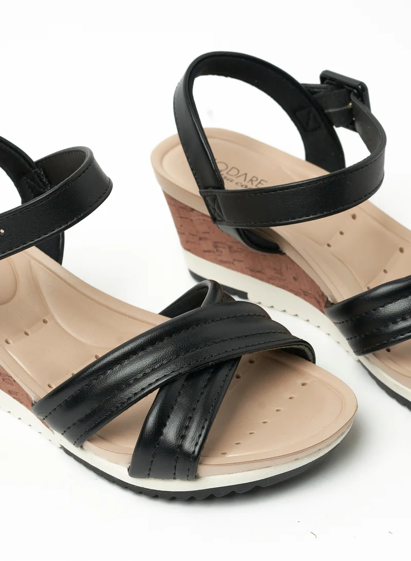 MODARE Ankle Strap Mid Heel Wedge Sandals