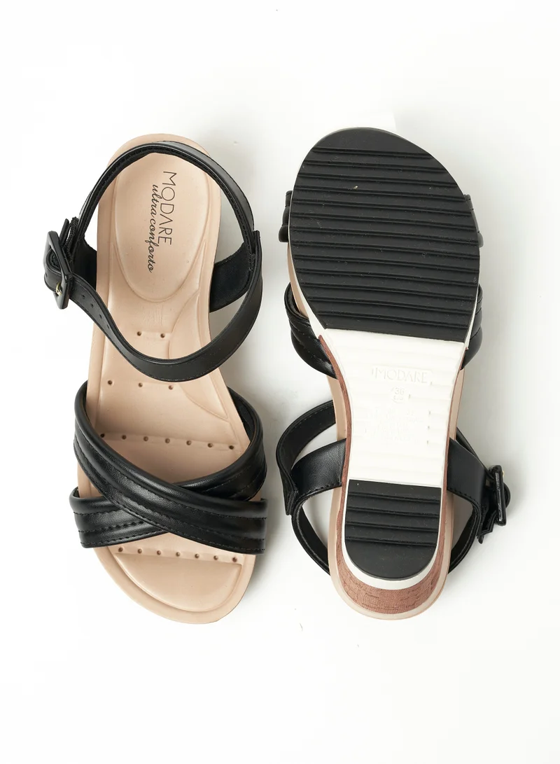 MODARE Ankle Strap Mid Heel Wedge Sandals