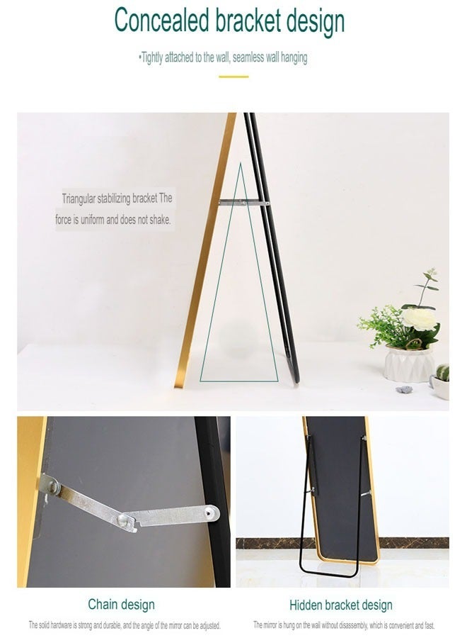 KLNAMAEAAN Full Length Mirror 80 X 180 cm, Floor Mirror with Aluminum Alloy Frame, Free-Standing Leaning Large Bedroom Dressing Mirror, Full Body Mirror with Stand for Living Room & Bedroom, Rose Gold - Image 4