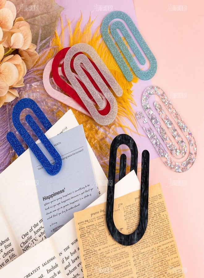 AUEAR, 11 Pack Jumbo Acrylic Paper Clips Glitter Paperclip Gift for Book Lovers - Image 4