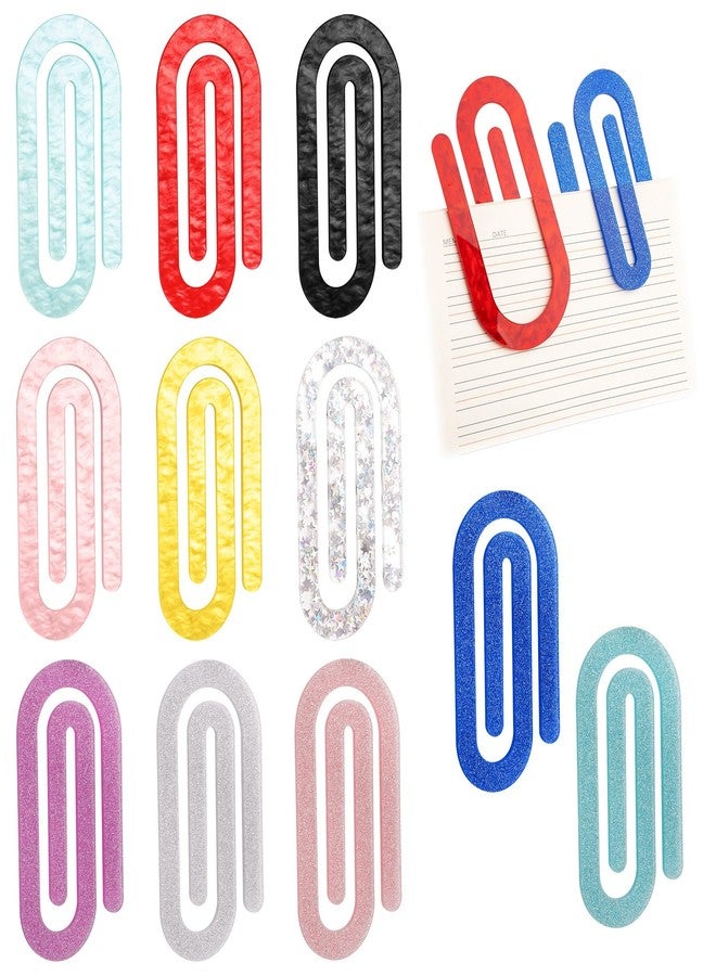 AUEAR, 11 Pack Jumbo Acrylic Paper Clips Glitter Paperclip Gift for Book Lovers - Image 1