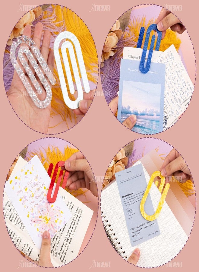 AUEAR, 11 Pack Jumbo Acrylic Paper Clips Glitter Paperclip Gift for Book Lovers - Image 3