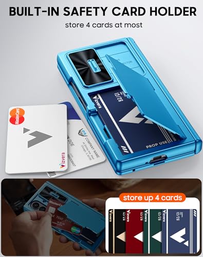 Vizvera for Samsung Galaxy Z Fold 7 Case RFID Wallet with Cards Holder [Hinge Cover] [Camera Cover] Shockproof Silicone Protective Phone Case for Z Fold 7 2025-Lake Blue - Image 4