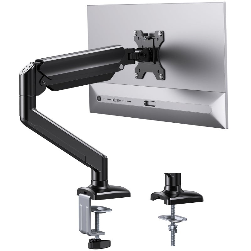 ErGear Single Monitor Arm for 13-36 inch Screens, Adjustable Gas Spring Monitor Mount Holds up to 22 lbs, Computer Monitor Stand with VESA Mount, C-Clamp & Grommet Base, Max VESA 100x100mm - Image 1