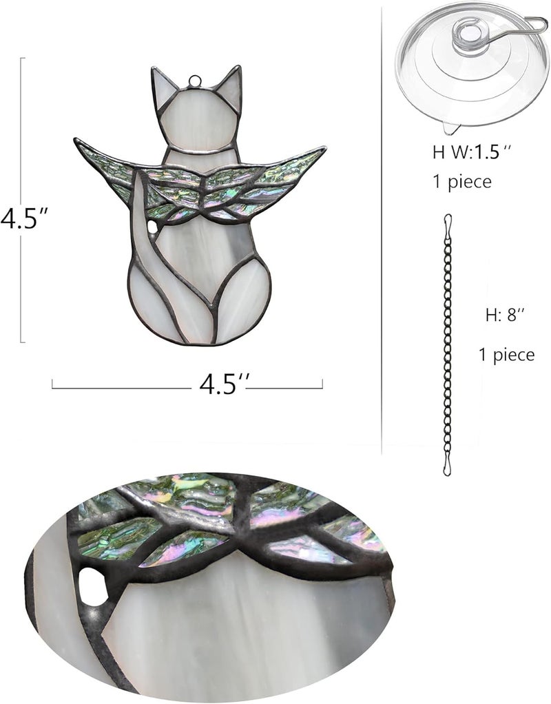 BOXCASA Cat Memorial Gifts for Loss of a Cat - Iridescent Angel Wing Suncatchers for Stained Glass Window Hangings,Loss of Pet Sympathy Gift for Women - Image 2