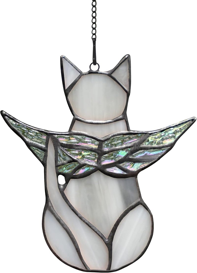 BOXCASA Cat Memorial Gifts for Loss of a Cat - Iridescent Angel Wing Suncatchers for Stained Glass Window Hangings,Loss of Pet Sympathy Gift for Women - Image 1