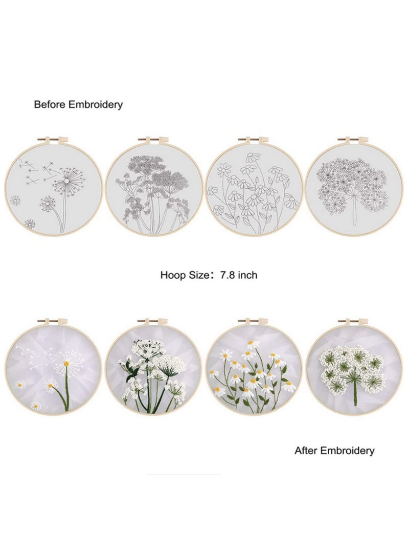 4Pcs Embroidery Starter Kit for Beginners Adults with Different Patterns Portable Embroidery Stitch Practice Kit for Hand Embroidery Learning and DIY Craft Projects  - Image 2