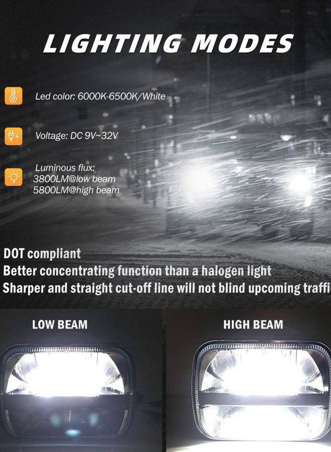 AUDEXEN Pair square 5''x 7'' Inch Daymaker led headlight High Low Beam Headlamp for jeep Wrangler YJ Cherokee XJ Trucks 4X4 Offroad - Image 2