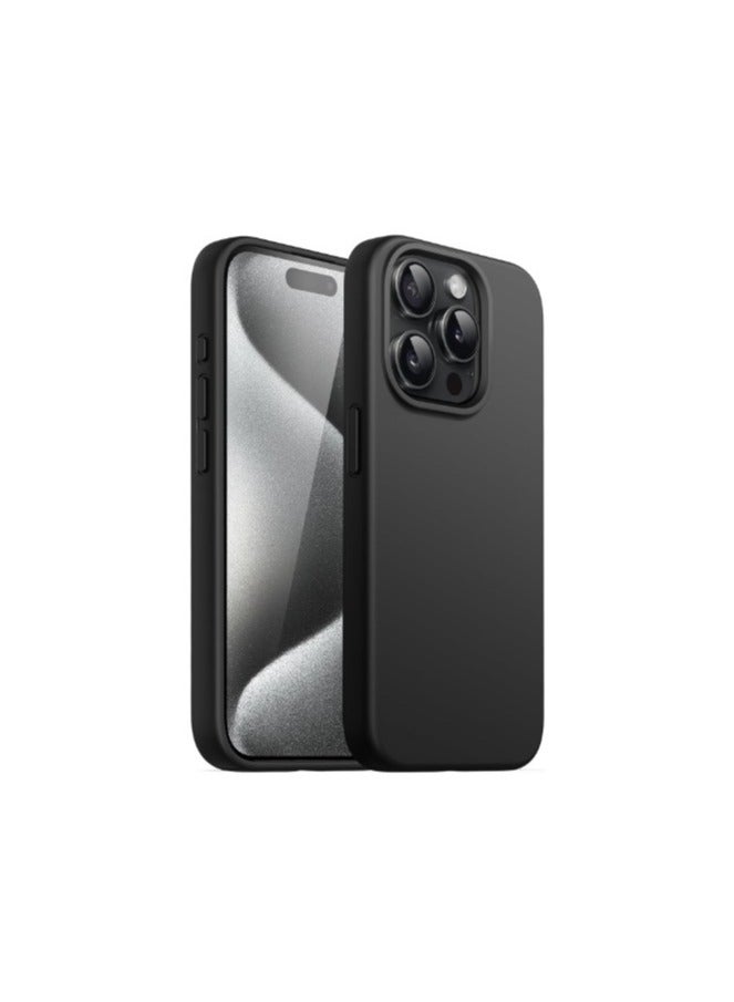 غطاء حماية واقٍ من السيليكون الناعم لهاتف آيفون 16 برو ماكس باللون الأسود - Image 1