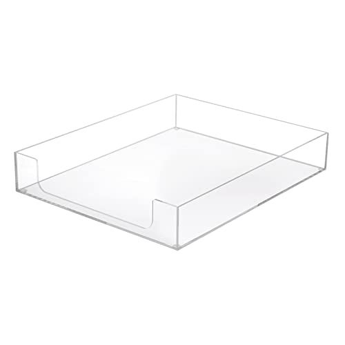 BTSKY 1 Pack Multipurpose A4 File Tray Clear Acrylic Desk Tray Organizer Elegant Letter Size Desk Documents Trays Magazine Files Storage Basket Organizer Bin for Office Cosmetics Bathroom - Image 1
