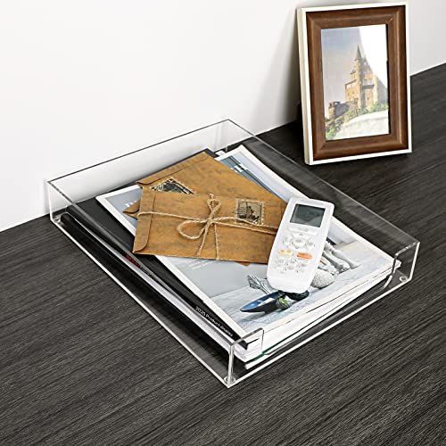 BTSKY 1 Pack Multipurpose A4 File Tray Clear Acrylic Desk Tray Organizer Elegant Letter Size Desk Documents Trays Magazine Files Storage Basket Organizer Bin for Office Cosmetics Bathroom - Image 3