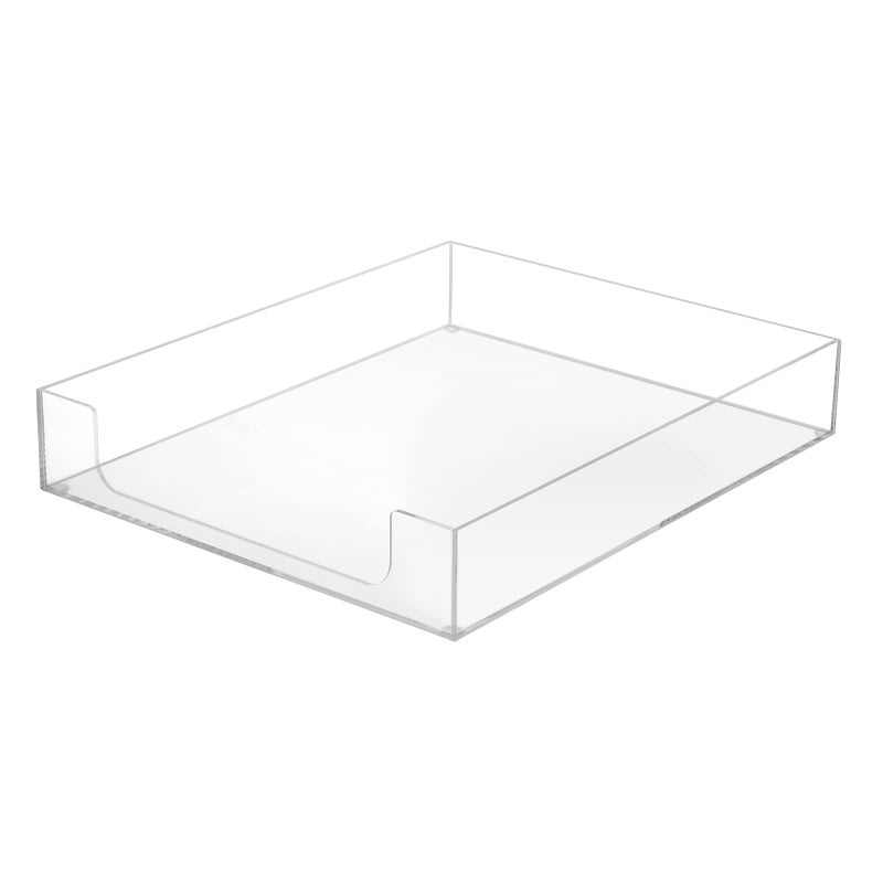 BTSKY 1 Pack Multipurpose A4 File Tray Clear Acrylic Desk Tray Organizer Elegant Letter Size Desk Documents Trays Magazine Files Storage Basket Organizer Bin for Office Cosmetics Bathroom - Image 2